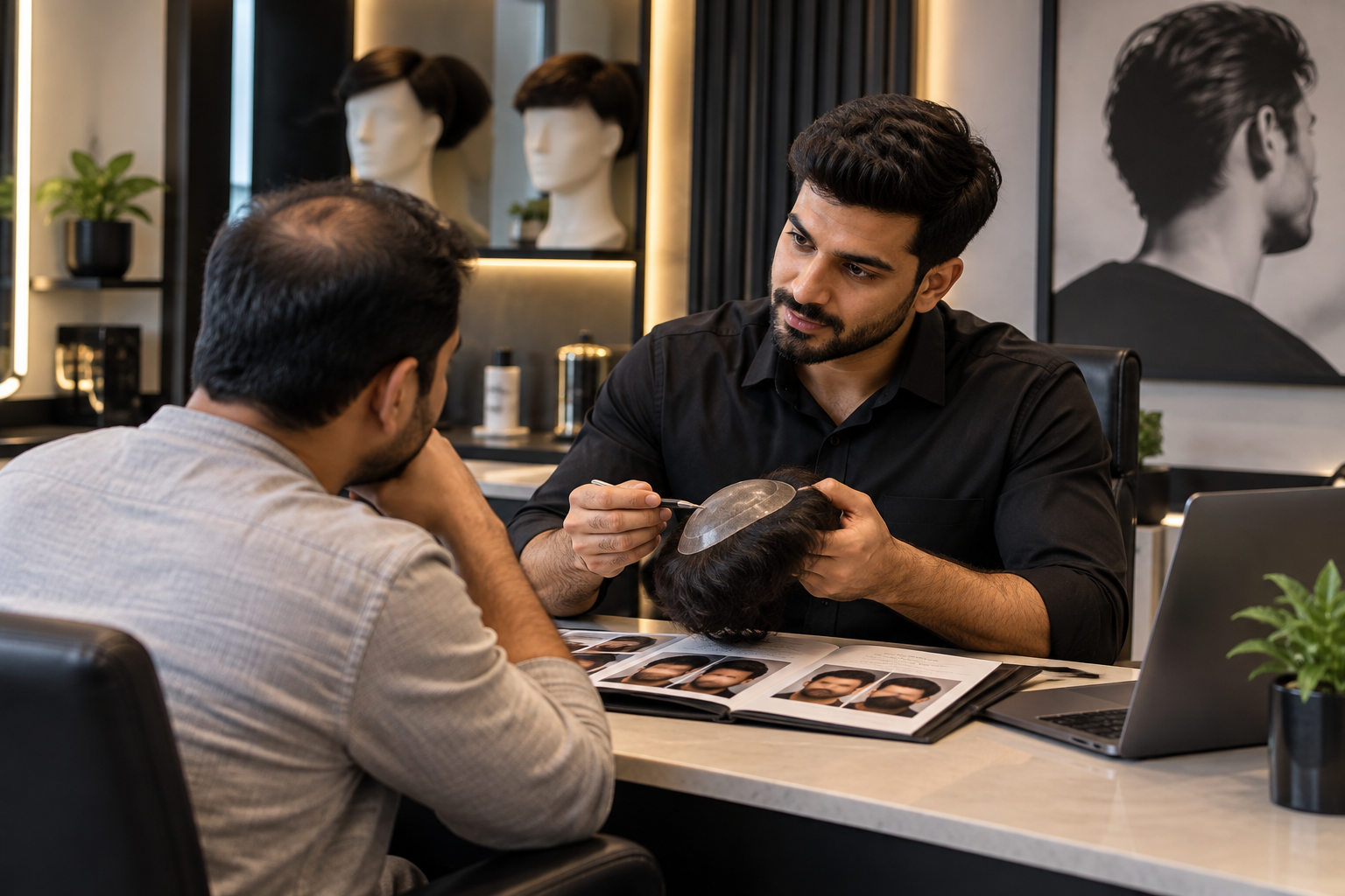 Hair replacement consultation at Hair Bond Studio
